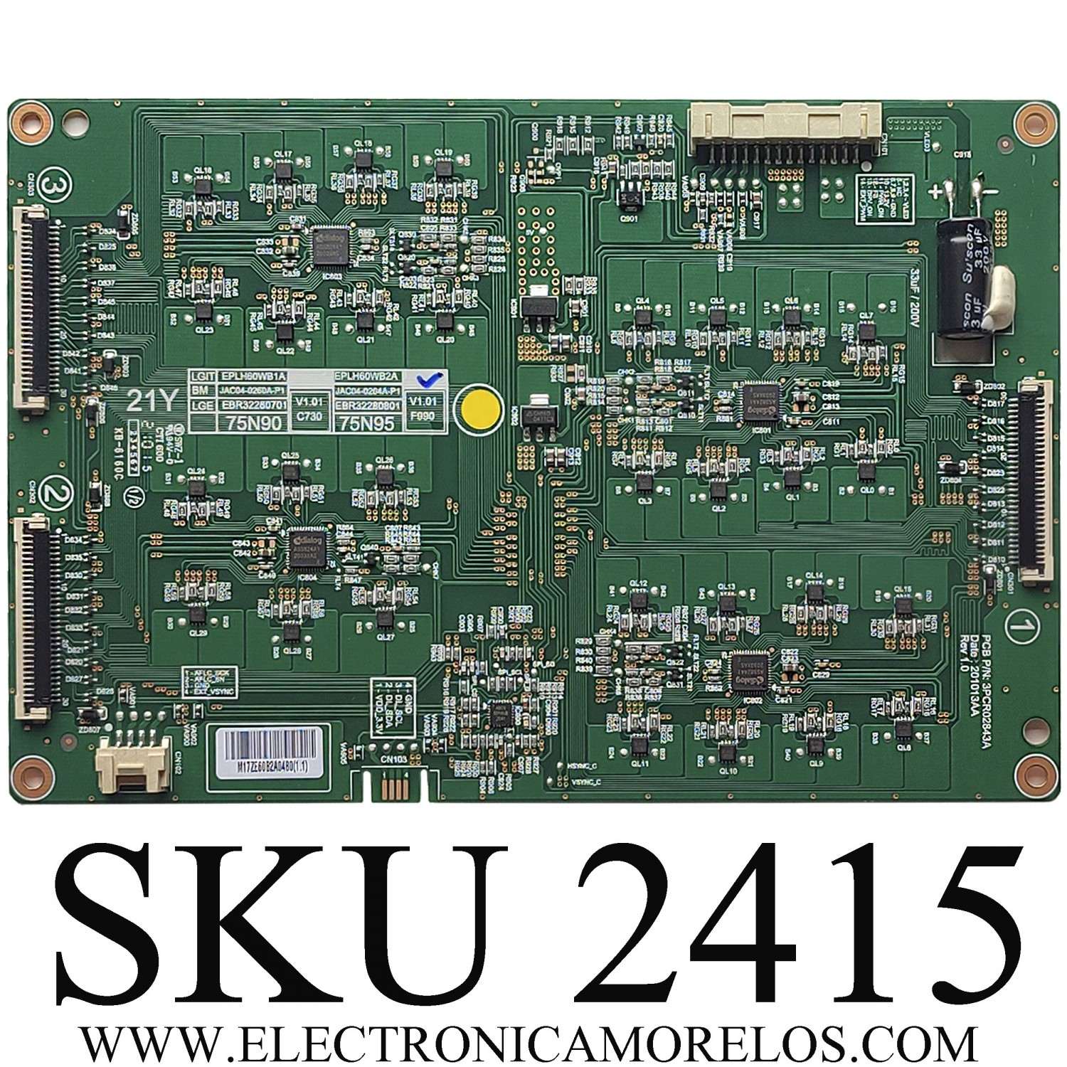 LED DRIVER PARA TV LG / NUMERO DE PARTE EBR32280801 / EPLH60WB2A / JAC04-0264A-P1 / PANEL NC750DQB-ABKH1 / DISPLAY HV750QUB-E7D / MODELO 75NANO90UPA.BUSFLKR	